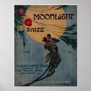 1916 Sheet Music "MOONLIGHT WALTZ" Poster