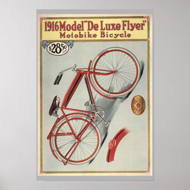 1916 Vintage Red Bicycle Magazine Ad Art Print (Front)