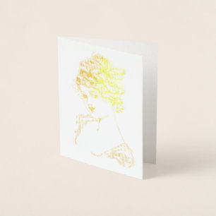 1917 Art Nouveau Lady Gold Foil Note Card