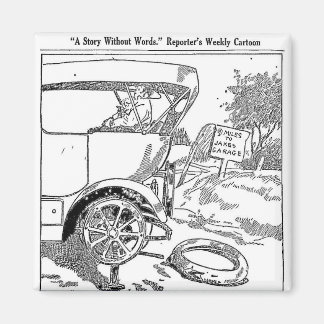 1917 Flat Tire Cartoon Magnet