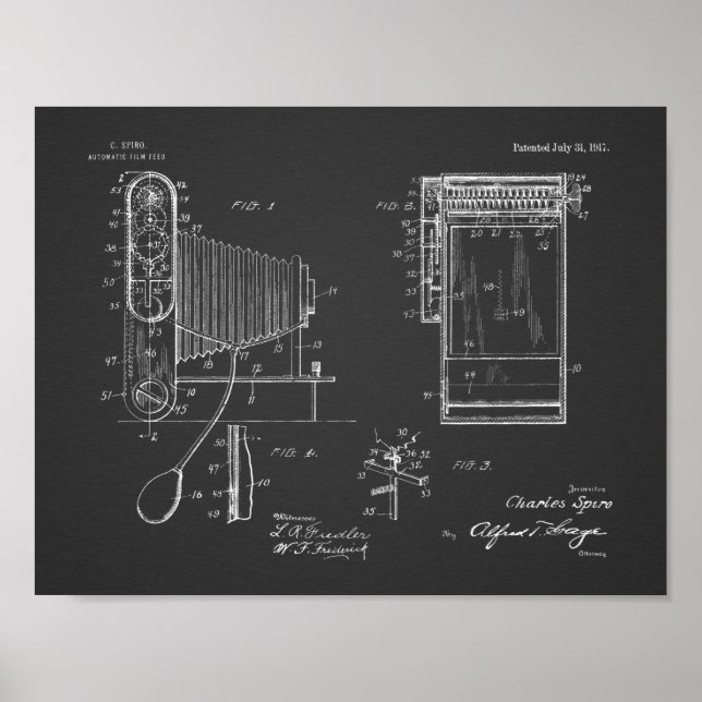 1917 Folding Camera Patent Art Drawing Print (Front)