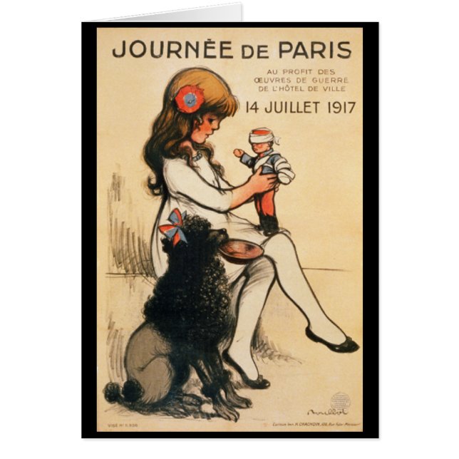 1917 Paris Child and Poodle Propaganda Poster (Front)