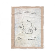 1918 Baby Carriage Patent Fleece Blanket