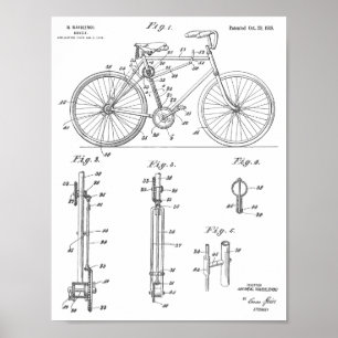 1918 Chainless Bicycle Design Patent Art Print
