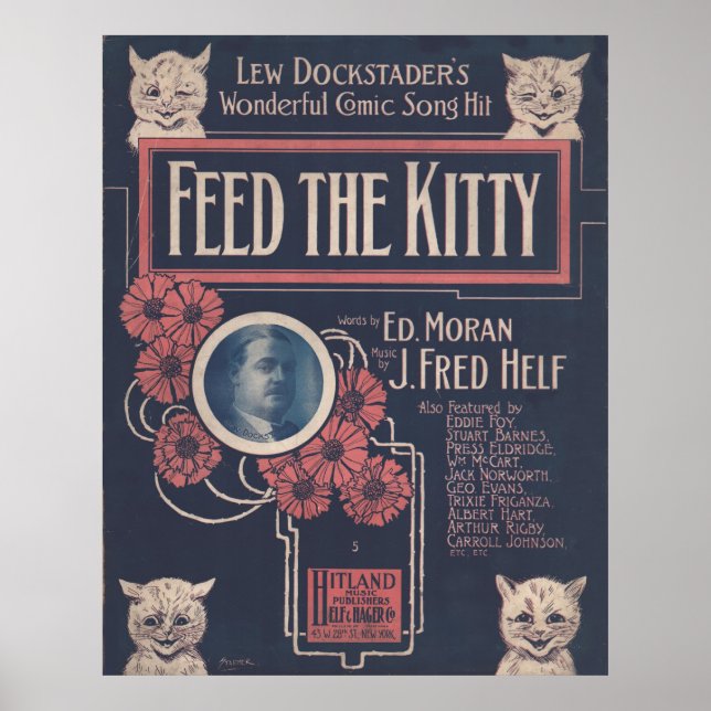 1918 FEED THE KITTY sheet music cover Poster (Front)