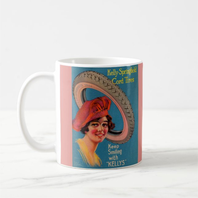 1918 Kelly Springfield tires ad Keep Smiling Coffee Mug (Left)