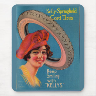 1918 Kelly Springfield tires ad Keep Smiling Mouse Pad