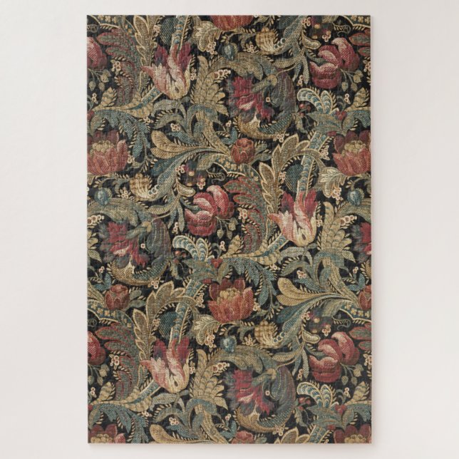 1918 Vintage Rich Floral Tapestry Brocade Damask Jigsaw Puzzle (Vertical)