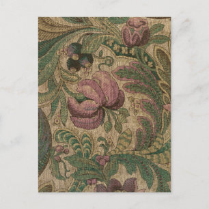 1918 Vintage Rich Floral Tapestry Brocade Damask Postcard
