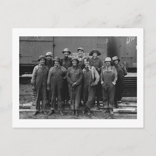1918 Women Laborers Union Pacific Railroad Postcard (Front)