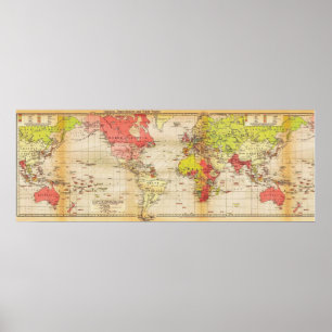 1918 world map Empires and Trade Poster