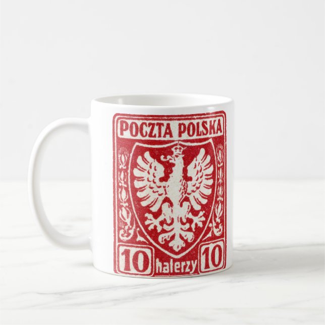1919 10h Polish Eagle Stamp Coffee Mug (Left)