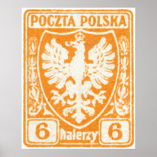 1919 6h Polish Eagle Stamp Poster