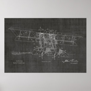 1919 Biplane Aeroplane Patent Art Drawing Print