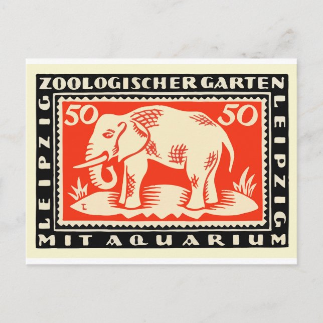 1919 Germany Leipzig Zoo Notgeld Banknote Postcard (Front)