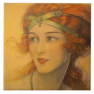 1919 gorgeous redhead ceramic tile