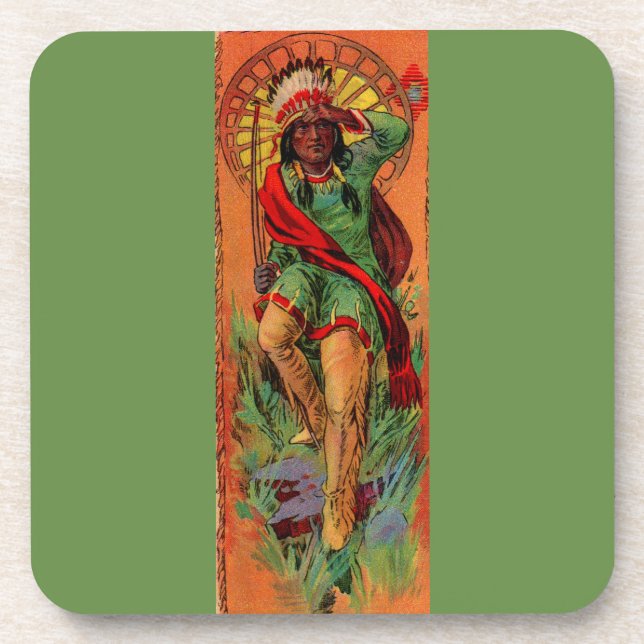 1919 Native American Indian illustration Coaster (Front)