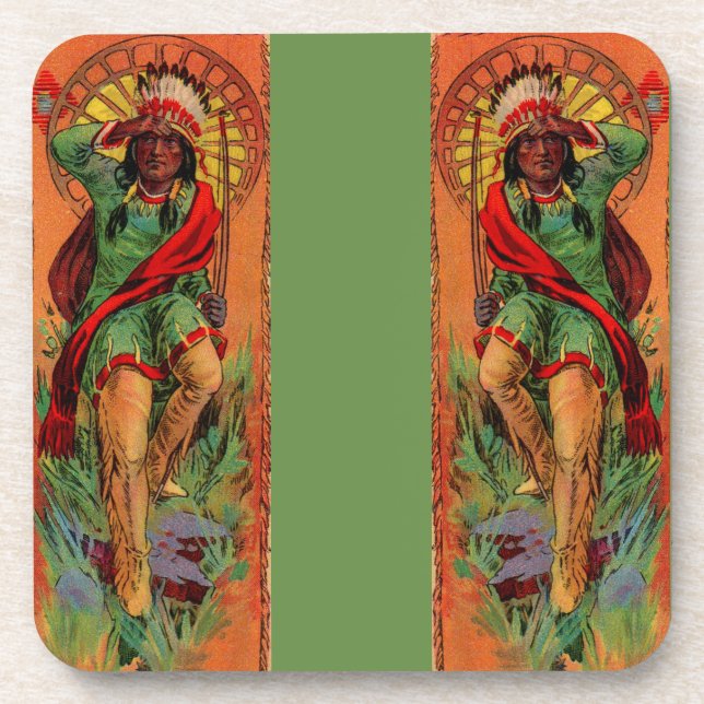 1919 Native American Indian illustration Coaster (Front)