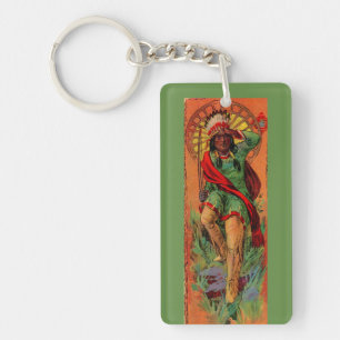 1919 Native American Indian illustration Key Ring