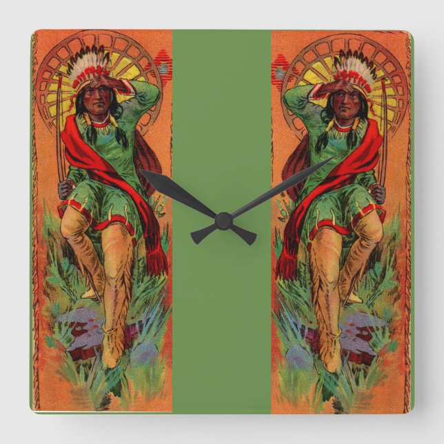 1919 Native American Indian illustration Square Wall Clock (Front)