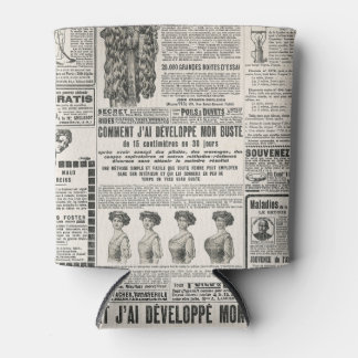 1919 Paris Fashion: Antique Newspaper Page Can Cooler