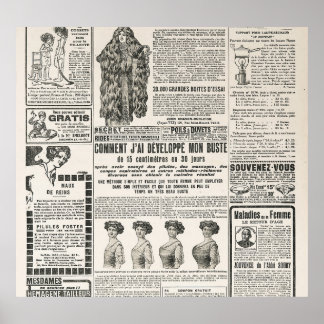 1919 Paris Fashion: Antique Newspaper Page Poster