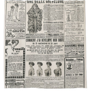 1919 Paris Fashion: Antique Newspaper Page Shower Curtain