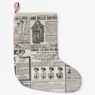 1919 Paris Fashion: Antique Newspaper Page Small Christmas Stocking