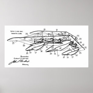 1920 Aeroplane Boat Patent Drawing Art Print