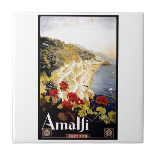 1920 Amalfi Coast Italy Travel Poster Ceramic Tile
