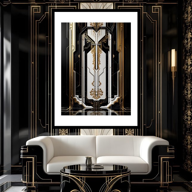 1920 Art Deco Geometric gold frame black white Poster (Creator Uploaded)