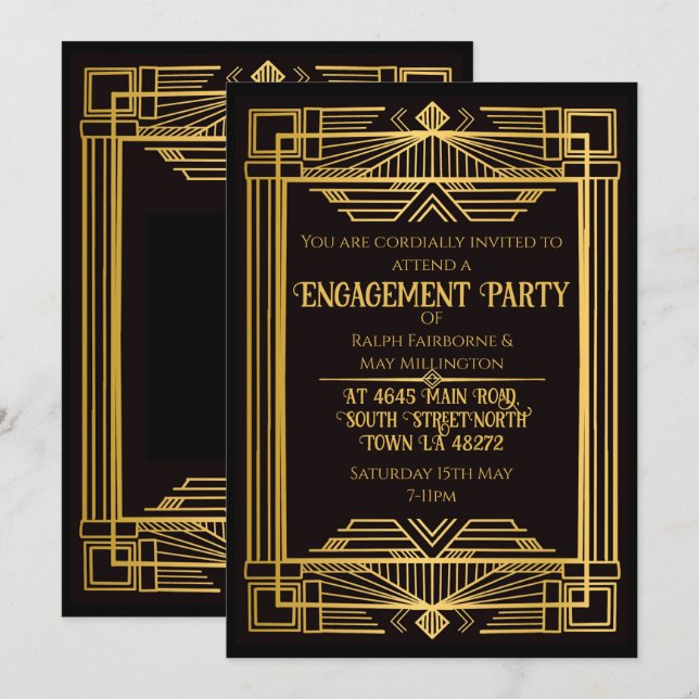 1920 art deco murder mystery birthday invitation (Front/Back)