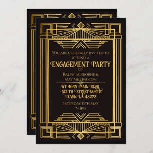 1920 art deco murder mystery birthday invitation