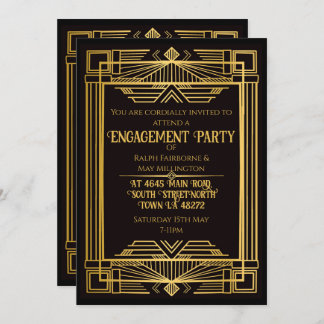 1920 art deco murder mystery birthday invitation