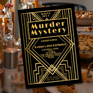 1920 art deco murder mystery birthday party invita invitation