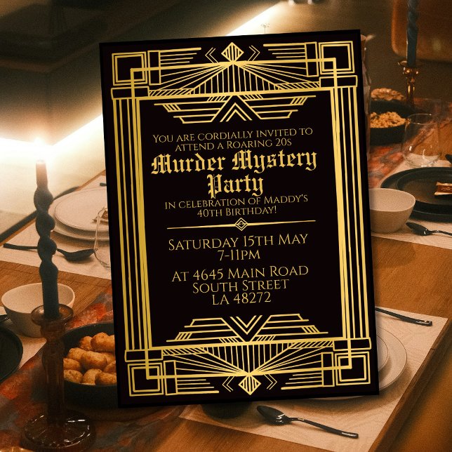1920 art deco murder mystery birthday party invitation (Creator Uploaded)