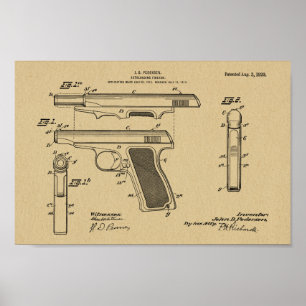 1920 Automatic Gun Patent Art Drawing Print