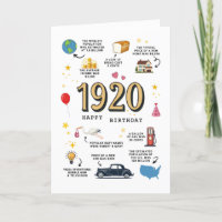 1920 Birthday Card Printable