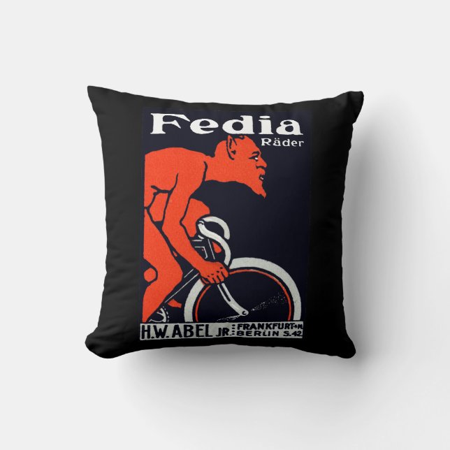 1920 Devil Riding a Bicycle Cushion (Front)