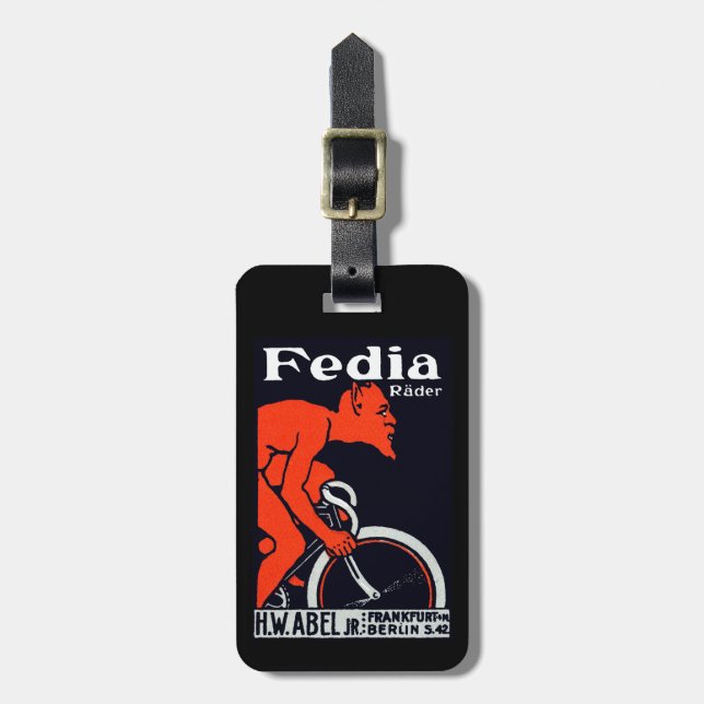 1920 Devil Riding a Bicycle Luggage Tag (Front Vertical)