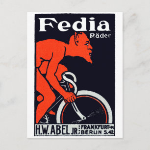 1920 Devil Riding a Bicycle Postcard
