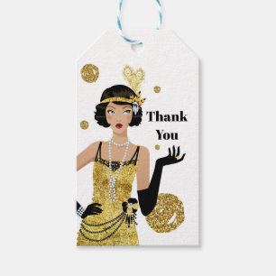 1920 flapper girl  gatsby , Art Deco Gift Tags