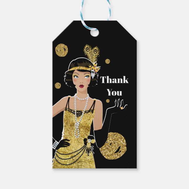 1920 flapper girl  gatsby , Art Deco Gift Tags (Front)