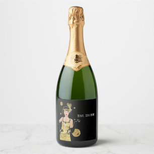 1920 flapper girl gatsby , Art Deco Sparkling Wine Label