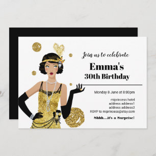 1920 flapper girl invitation, gatsby birthday invitation