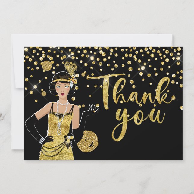 1920 flapper girl  Thank You Card (Front)