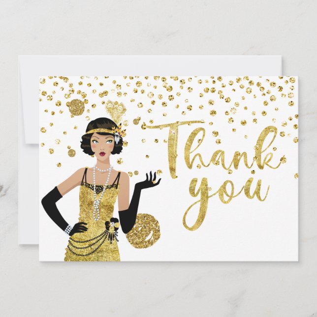 1920 flapper girl  Thank You Card (Front)
