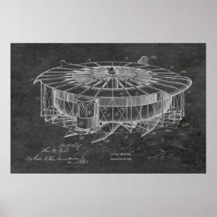 1920 Flying Machine Aeroplane Patent Drawing Print