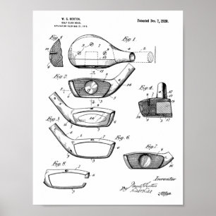 1920 Golf Club Head Design Patent Art Print