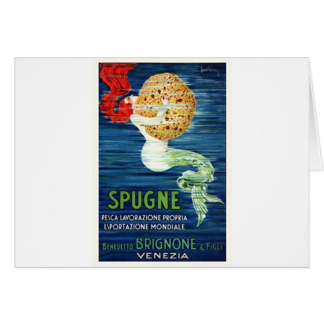 1920 Italian Mermaid With Sponge Advertising Poste (Front Horizontal)